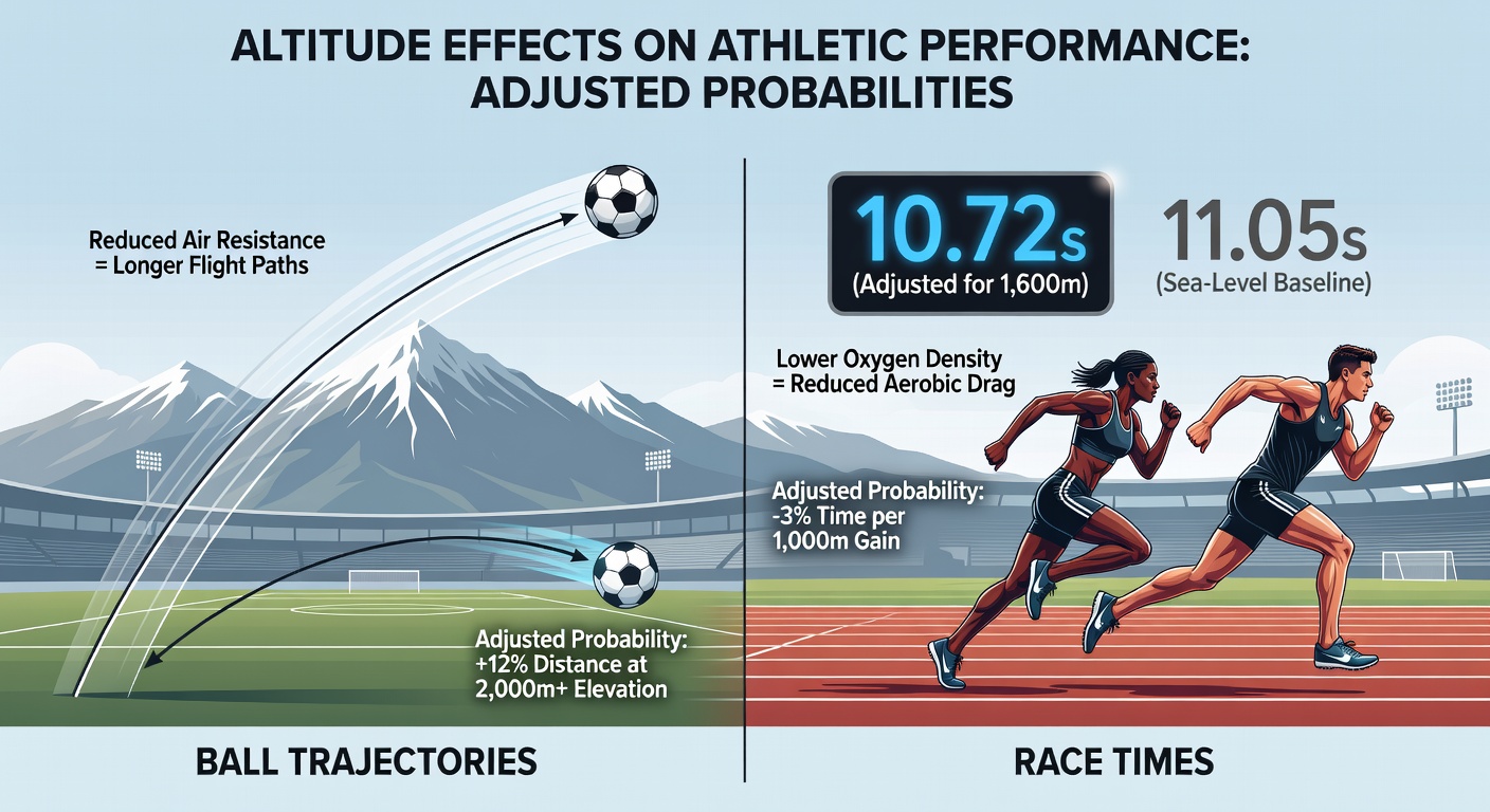 Athletes competing on a high-elevation running track with timing equipment visible