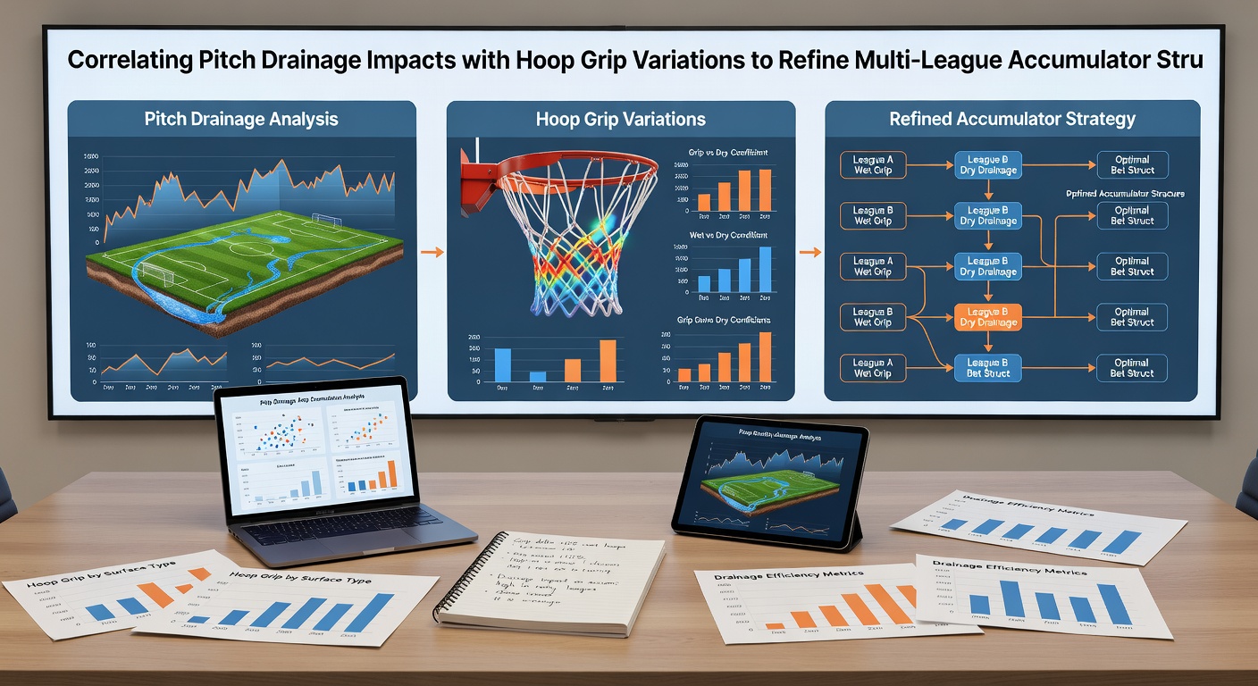 Data visualization showing pitch drainage rates alongside basketball rim grip measurements used in accumulator modeling