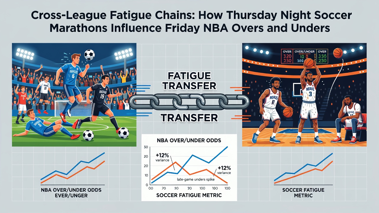 NBA arena during Friday evening game with betting data overlays showing totals trends