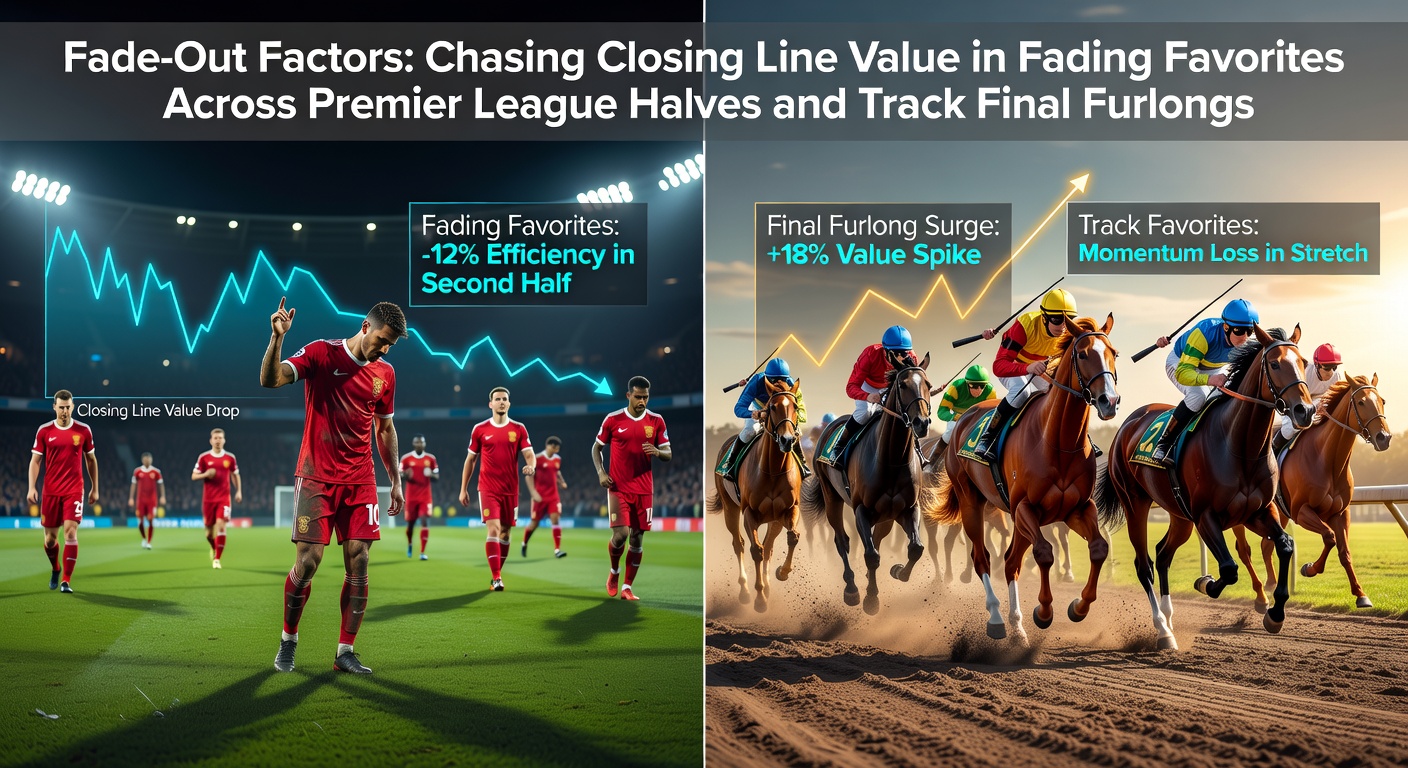 Chart illustrating closing line movements for favorites fading in Premier League second halves and horse racing final furlongs