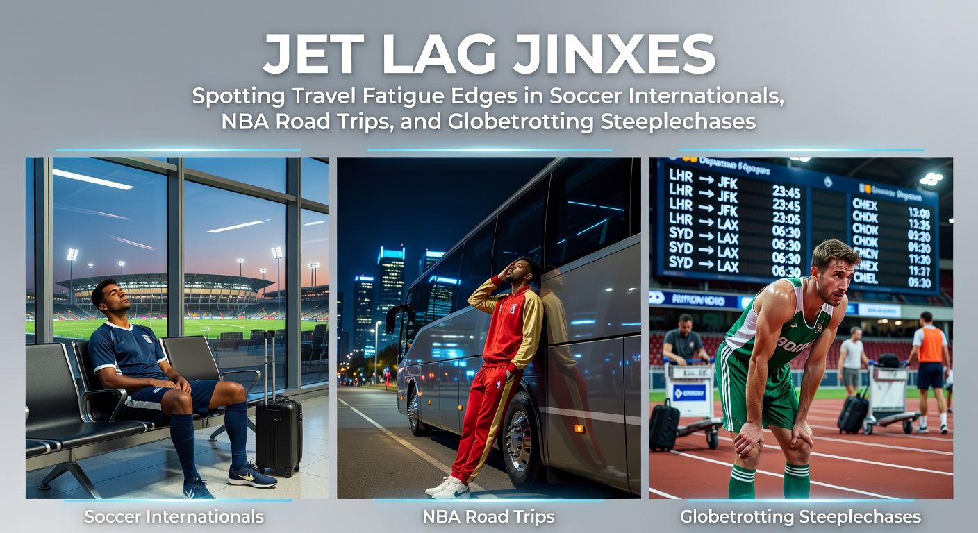 Soccer players disembarking a plane after a long international flight, looking weary with luggage in tow