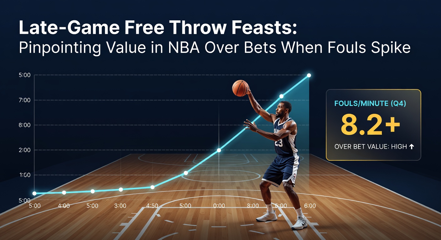 NBA players at the free throw line during a tense fourth-quarter moment, with the clock ticking down and fouls mounting