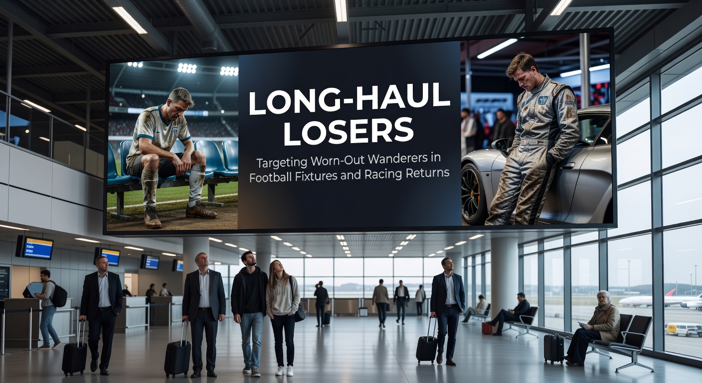 A horse being unloaded from a transporter after a cross-country haul, looking fatigued ahead of its racing return under overcast skies