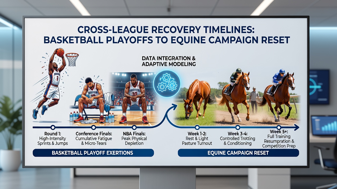 Timeline chart illustrating how NBA player rest periods overlap with thoroughbred reset schedules for multi-sport betting coordination