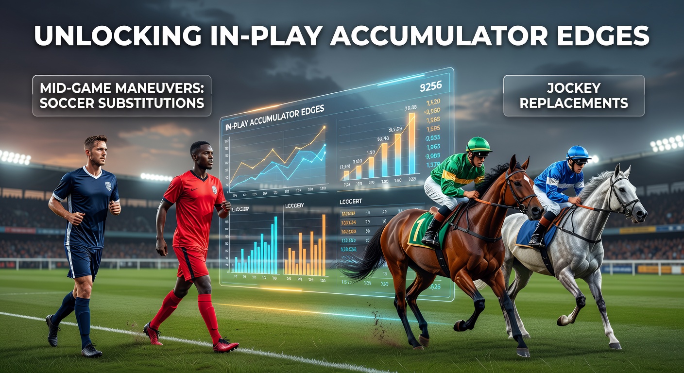 A soccer player being substituted during a tense match, paralleled with a jockey mounting a replacement ride at the track, highlighting mid-game shifts in momentum.