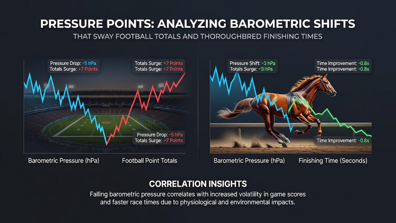 Split screen showing weather radar, football goal tally graph and thoroughbred race timing data