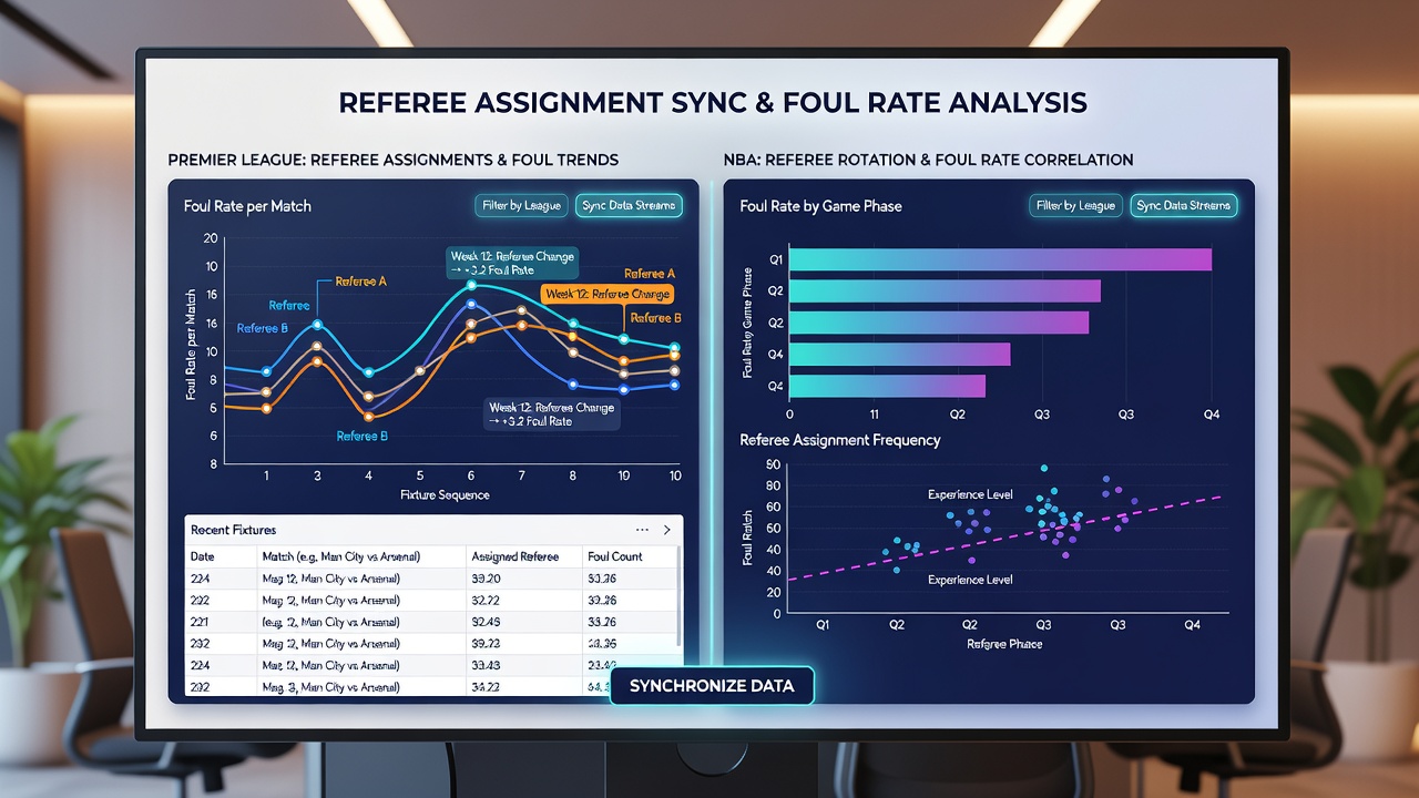Integrated dashboards displaying foul trend overlays between soccer and basketball referee assignments