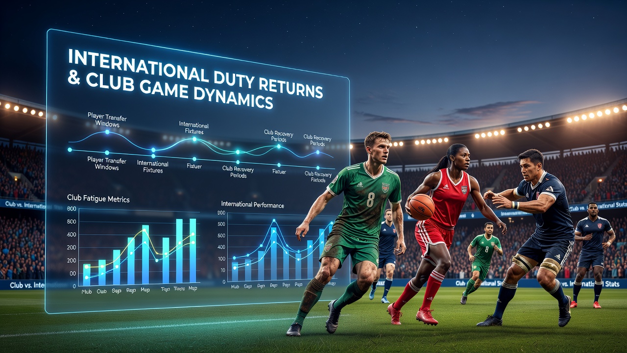 Players returning from national team duty prepare for club matches in a busy stadium setting