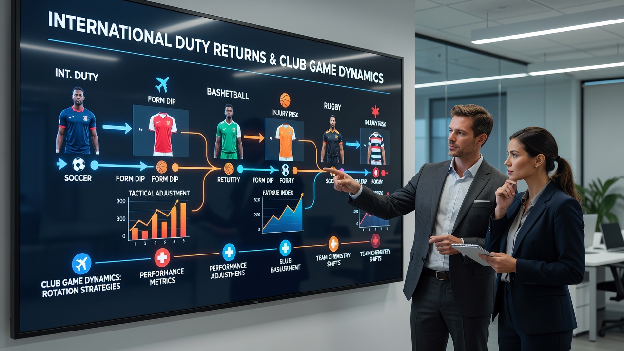 Coaches analyze performance data from players recently returned from international duty